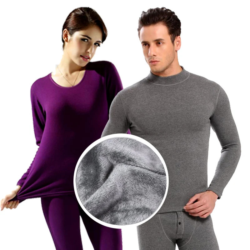 women thermal underwear mens long johns Autumn winter underwear sets female shirtpants thick warm plus velvet thick 241031