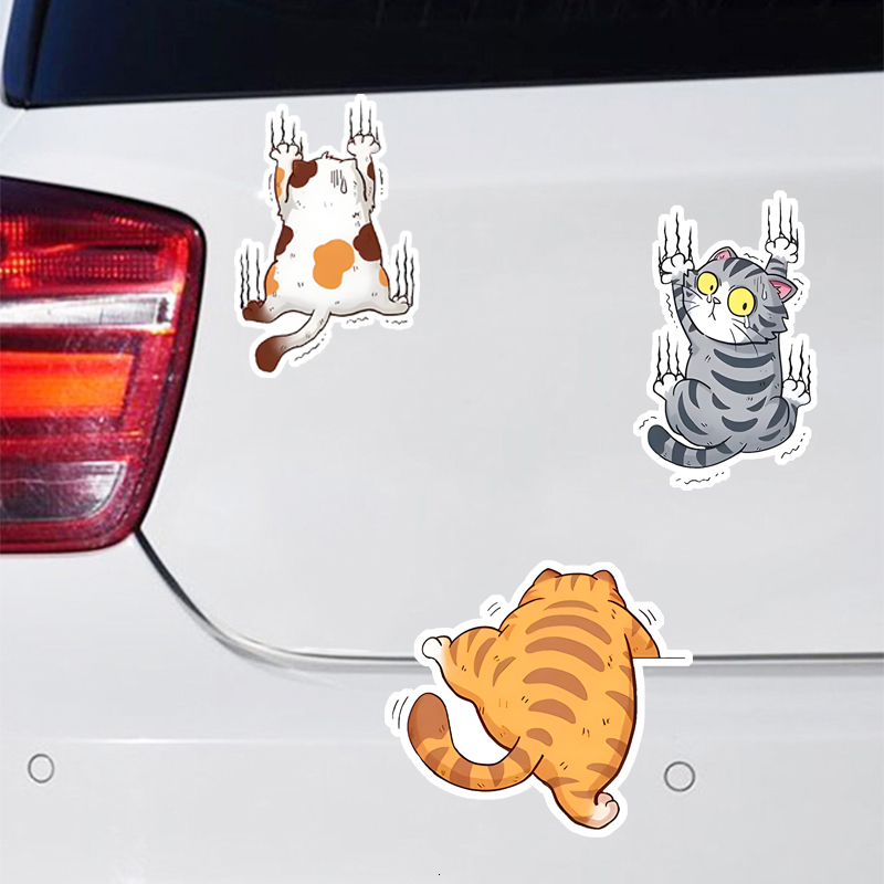 New Quirky Cat Cartoon Car Decal Glossy Glittered Seldhesive Animal Sticker