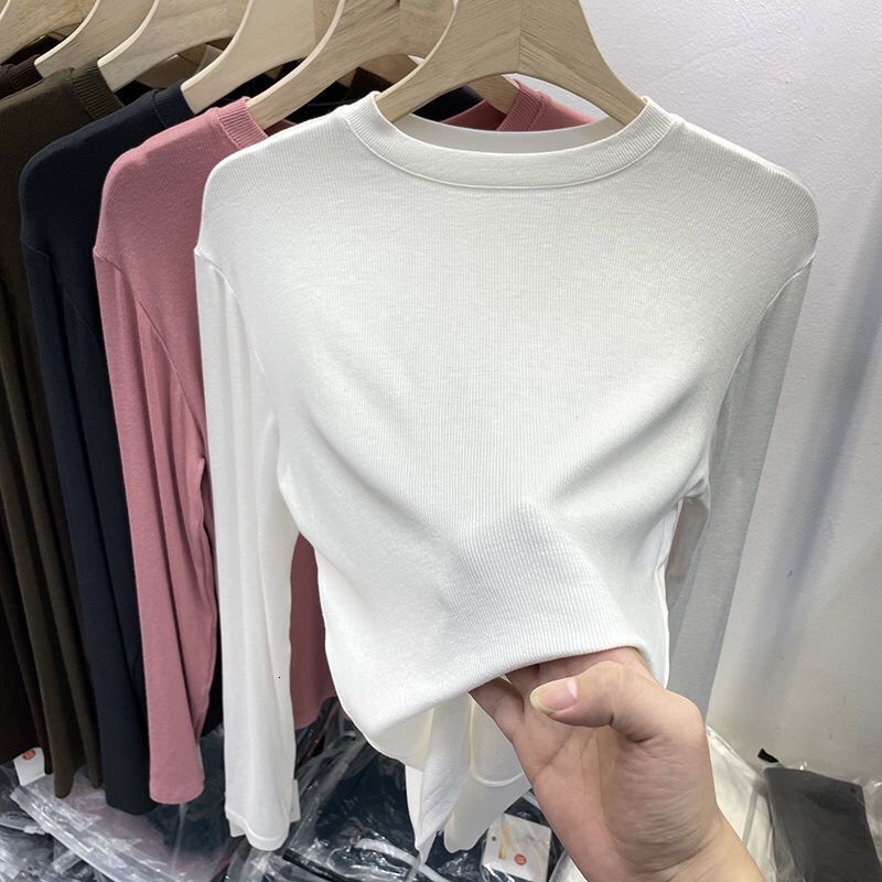 Designer Modal Threaded Long Sleeve T-shirt with Bottom Coat Women's Spring and Autumn New Versatile Slim Fit Top for Outerwear