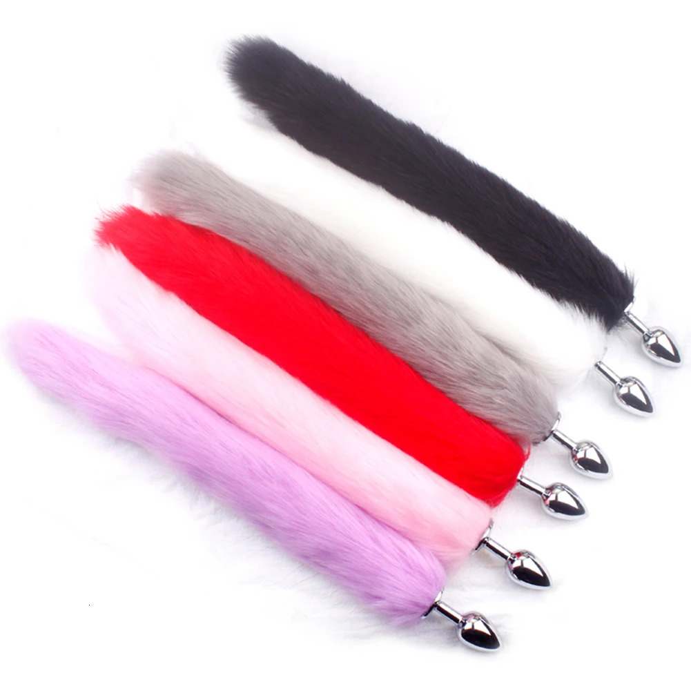 Adult Long Fox Hair Metal Anal Plug Cosplay Couple Flirting Sex Toy Faux Fox Tail Cosplay Supply sex toys 241031