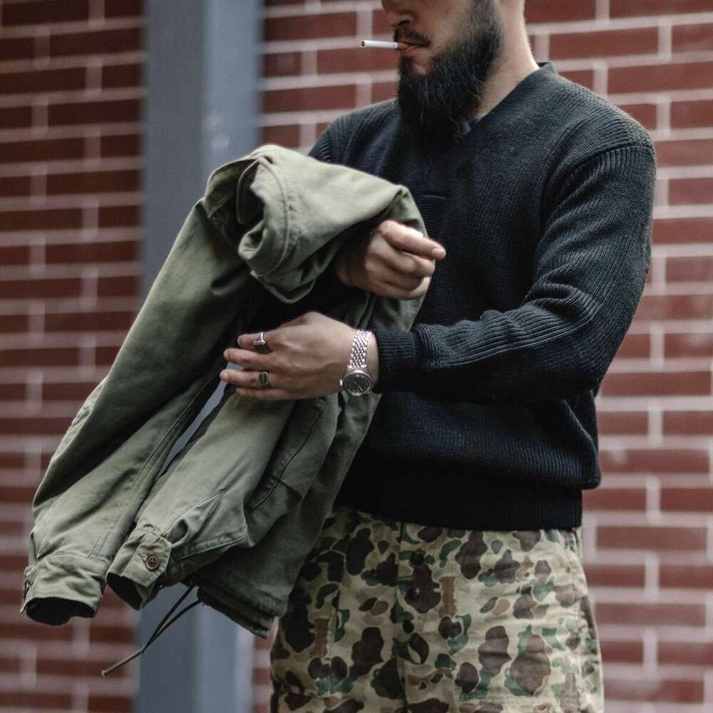 Bronson WWII USAAF Type A-1 Nic Sweater Men Heavyweight V-Neck Knit Jumper