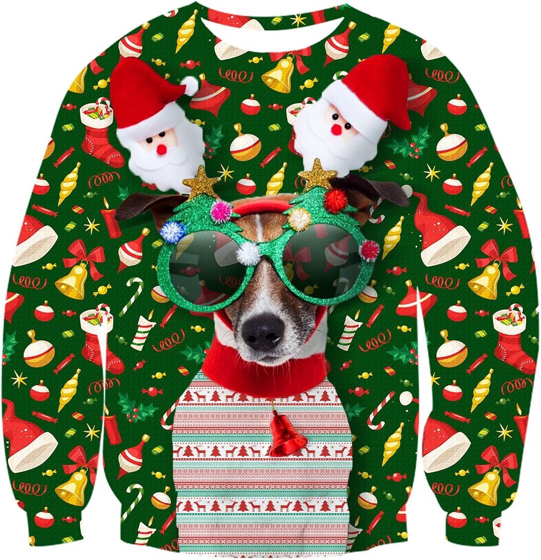 Long Sleeve Shirts for Men sweatshirt Men Ugly Christmas Sweater Novelty 3D Graphic Long Sleeve Male Xmas Sweatshirt Size T shirt Tee Streetwear Casua
