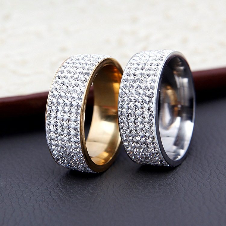 ExquisiteTitanium Steel CZ Crystal Band Ring for Men Women Stainless Steel Designer Diamond Rings Lovers Couple Ring Jewelry Gift Wholesale Price