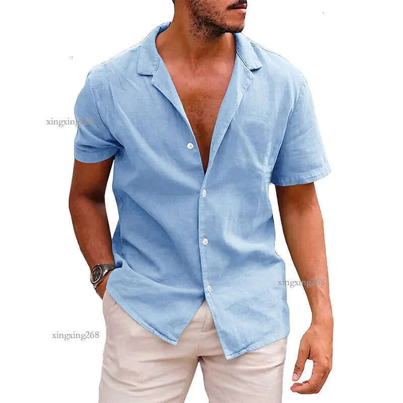Men's Casual Shirts Men's Hawaiian Floral Shirt Loose Tropical Holiday Linen Beach