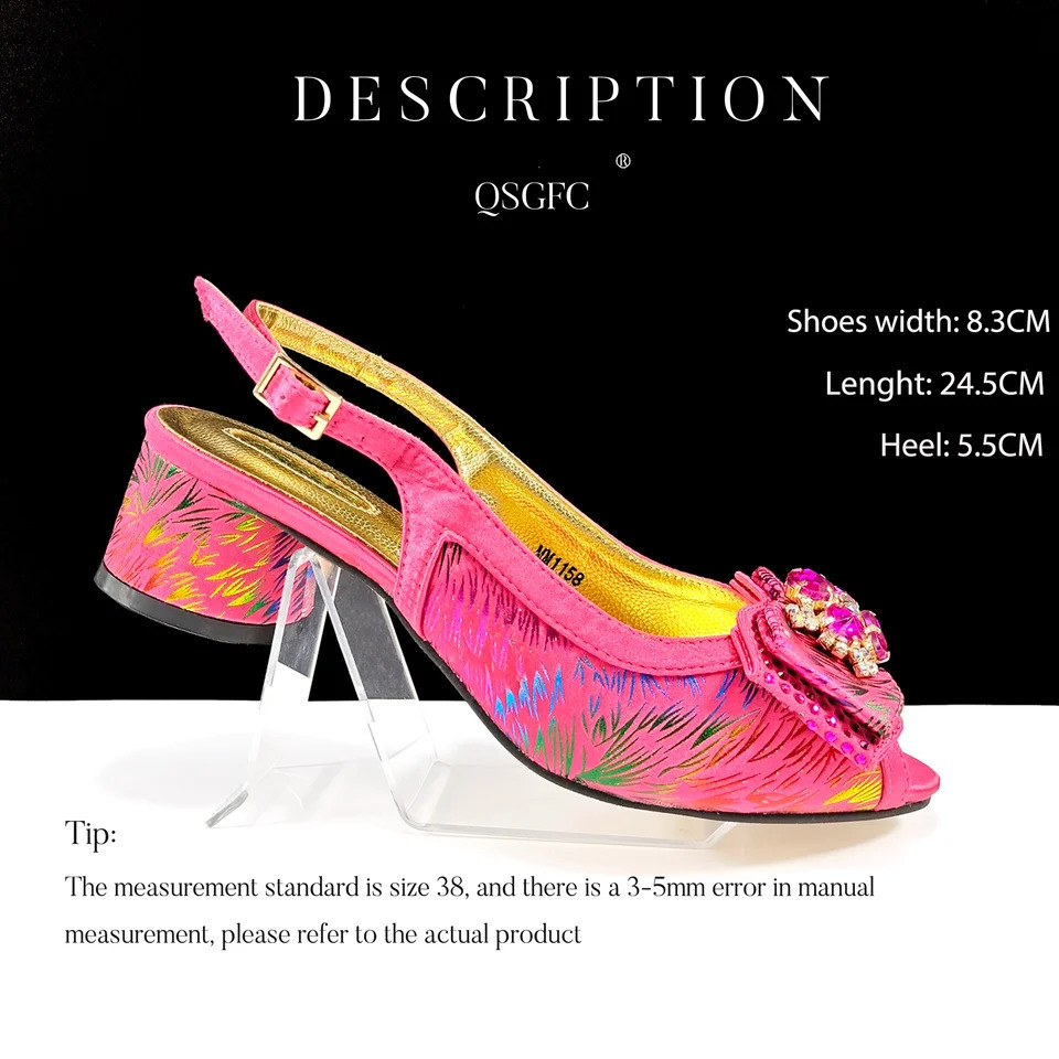 QSGFC Nigerian Style Comfortable Heels And Elegant Bag Set Color Matching Handbag Wedding Party Women Shoes 241030