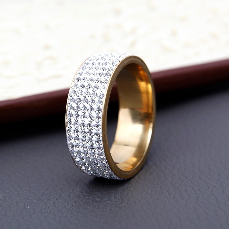 ExquisiteTitanium Steel CZ Crystal Band Ring for Men Women Stainless Steel Designer Diamond Rings Lovers Couple Ring Jewelry Gift Wholesale Price