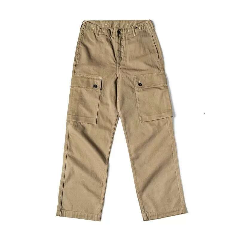 Red Bronson Modified P-44 Utility Pants 13Oz Herringbone Twill Men Cargo Trousers Relaxed Fit