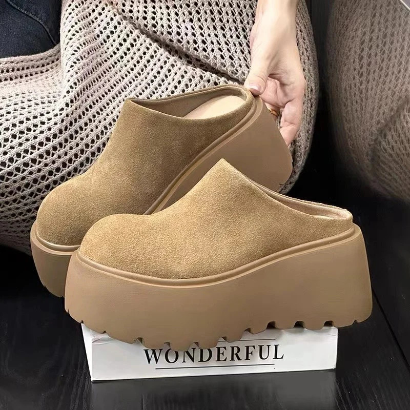 Mule slider womens shoes casual slider flat cover toe slider platform comfortable casual womens Pantofle 241031