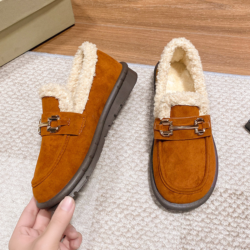 2024 New Free Shipping Designer Slippers Suitable for Women Flat Slippers Thick Bottom Hairy Shoes with Velvet Warmth Baotou