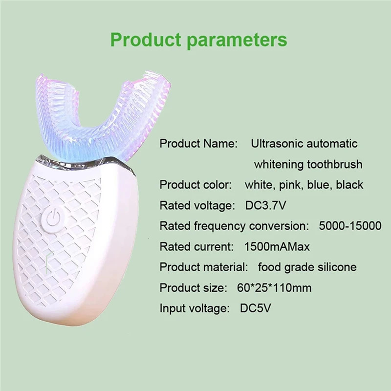 Electric U-shaped sonic automatic intelligent toothbrush waterproof silicone toothbrush 360 degree cleaning toothbrush 241031