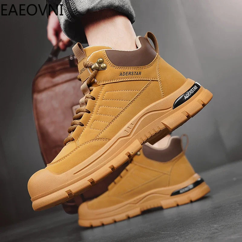 mens winter boots with lace up anti slip and waterproof EAEOVNI explosion-proof style to keep warm and fashionable high boots selling 241031