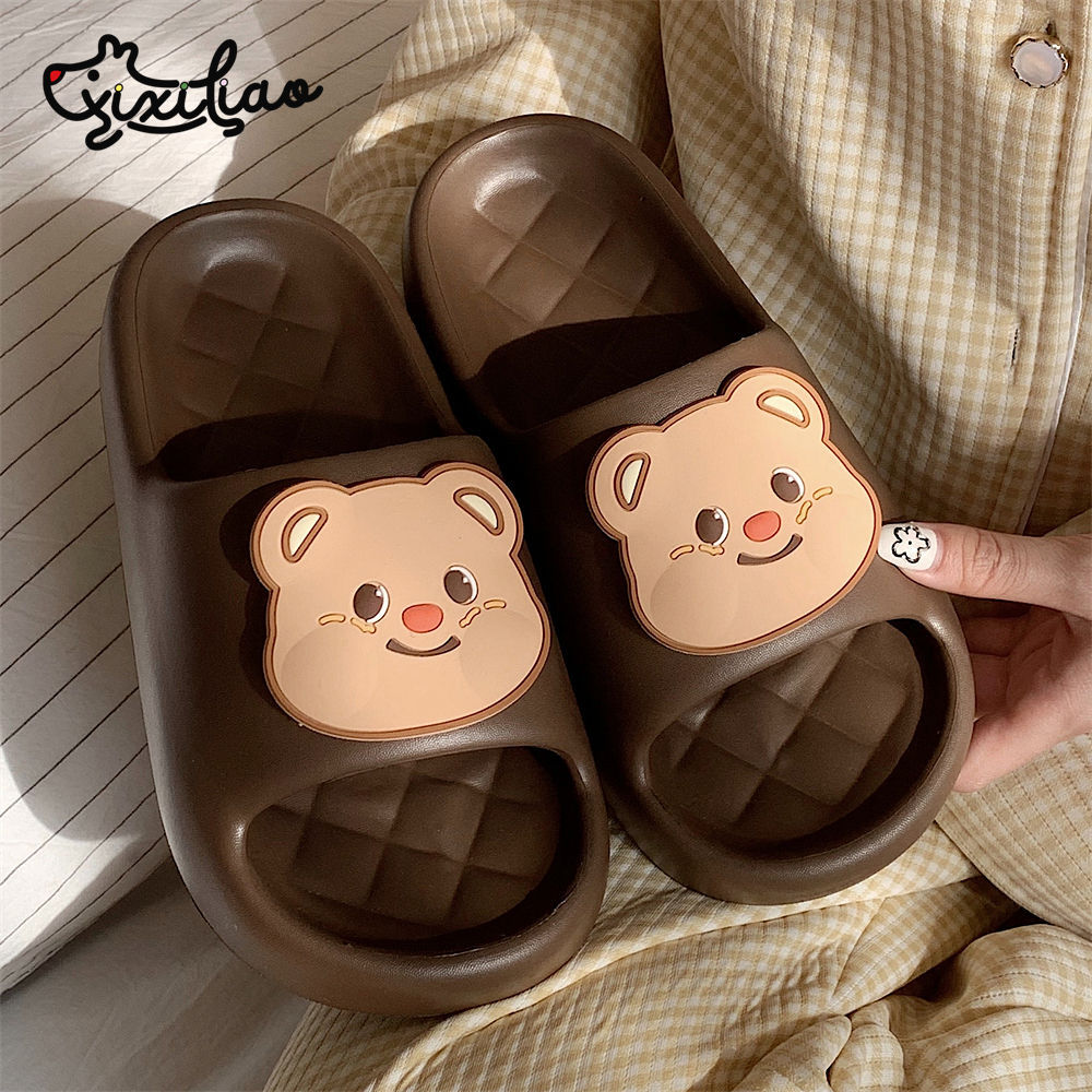 2024 New Slippers Ladies Summer Shoes Soft cute cartoon Bear slippers Indoor Street sandals Girls Beach shower slide