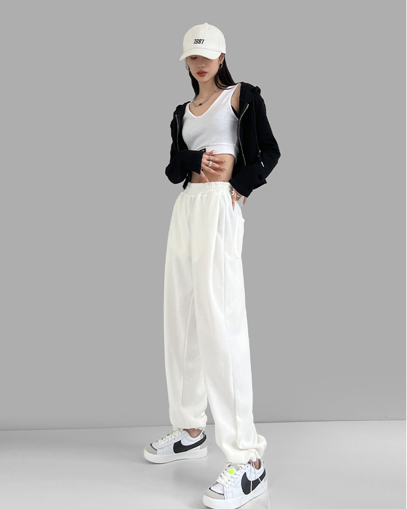Sports women's trousers wide-legged trousers spring and autumn thin section high waist loose thin sports trousers idle wide-legged women's t