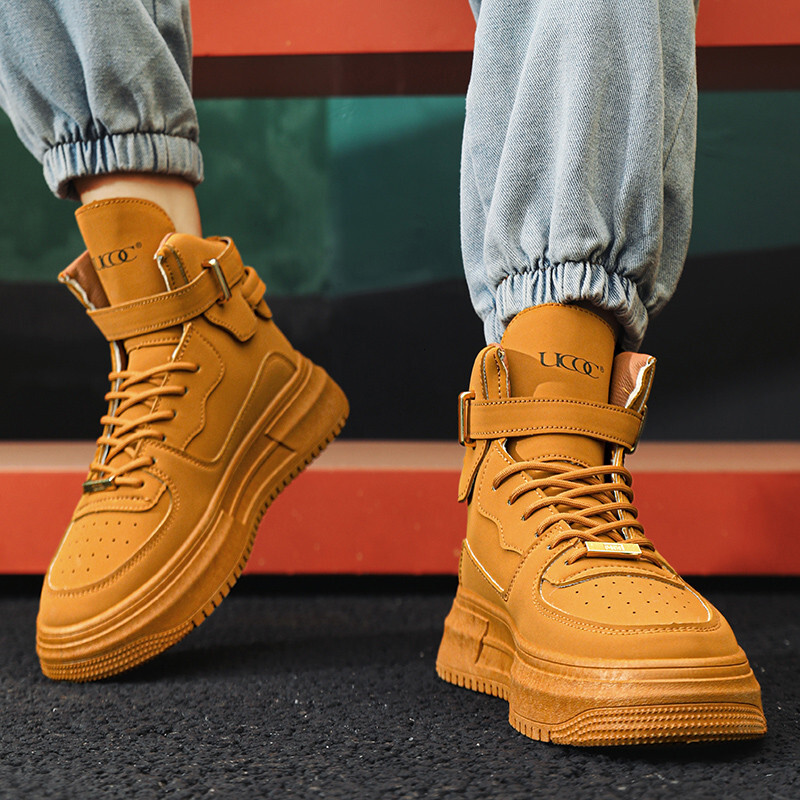 Hot Fashion Brown 2024 Designer High Top Comfortable Platform Shoes Men Casual Mens Skateboard Sneakers