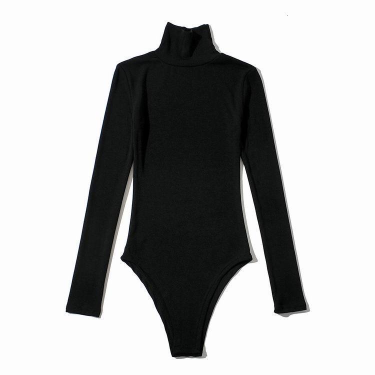 Designer style Instagram super hot slim fit slimming high neck long sleeved jumpsuit women's autumn and winter solid color versatile T-shirt base