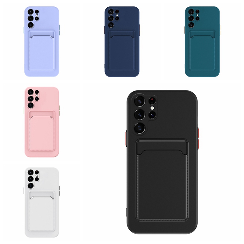 S25 FE Skin Feel Card Slot Soft TPU Cases For Samsung S25 Edge A36 A56 A26 A70 A16 A06 S24 Ultra A55 A35 A25 A15 A05 A05S S23 Plus A54 Credit ID Cards