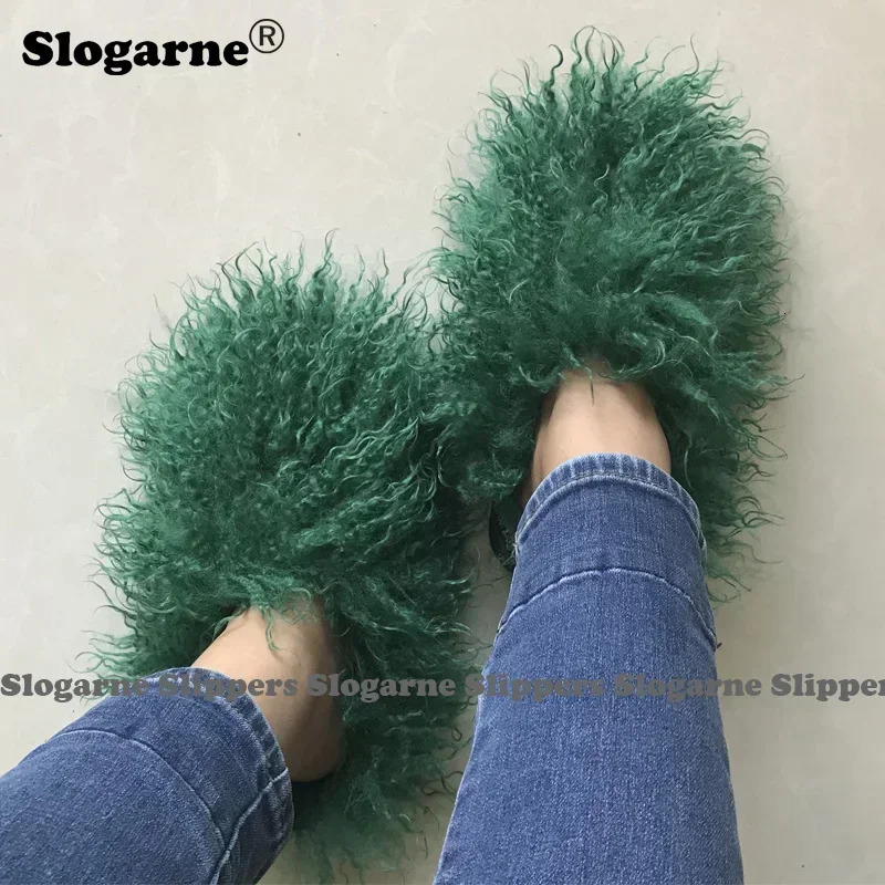 Womens autumn and winter fur slider plus size womens fur faux fur slider plush warm home cotton shoes indoor fur slider 241031