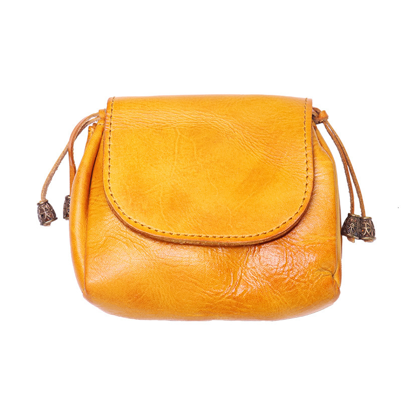 New designer handmade color wiping plant tanning coin purse suitable for women's Chinese style top leather key headphone storage bag