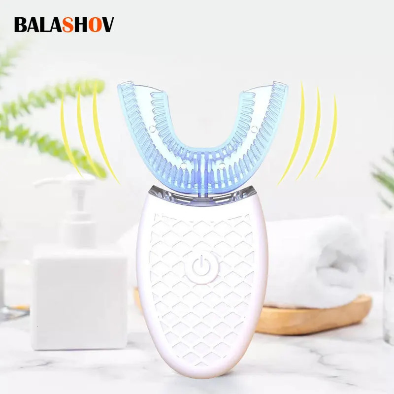 Electric U-shaped sonic automatic intelligent toothbrush waterproof silicone toothbrush 360 degree cleaning toothbrush 241031