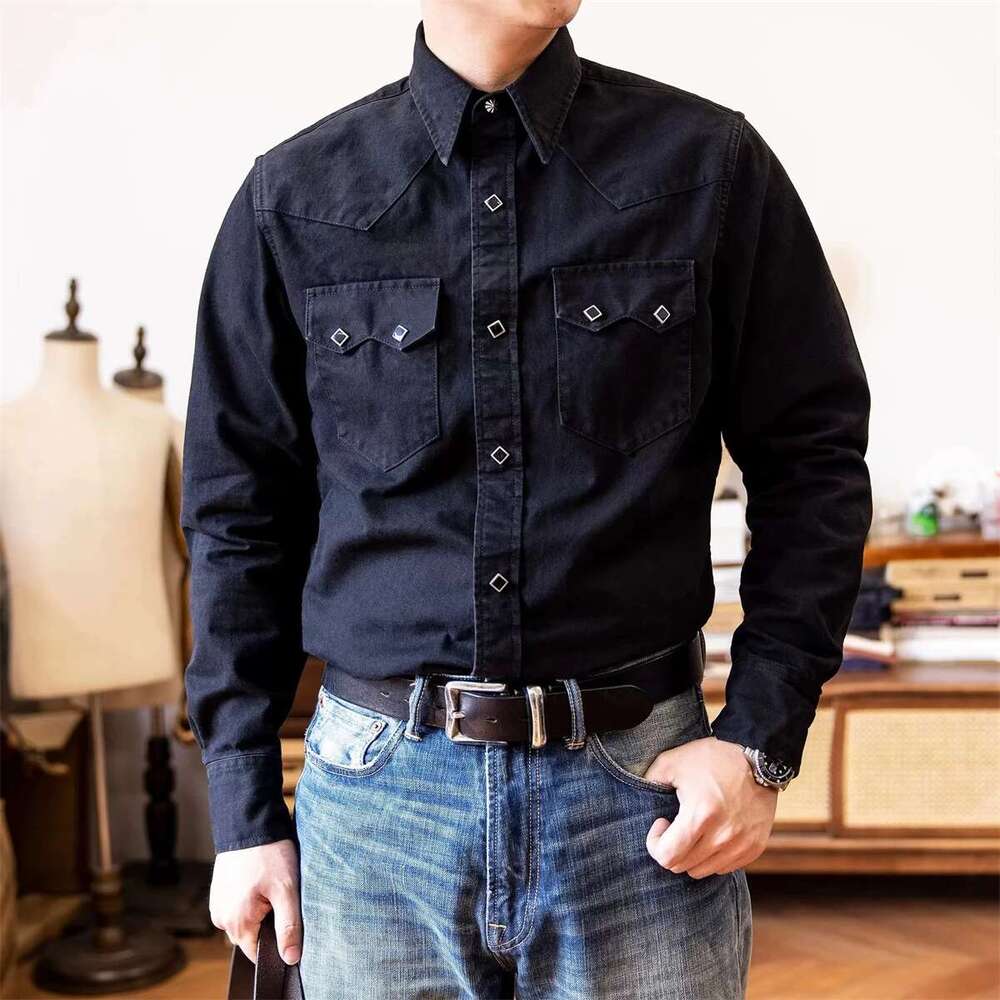 Red Tornado Dia-Snapped Western Retro Long Sleeve Ranch Wear Workwear Shirt