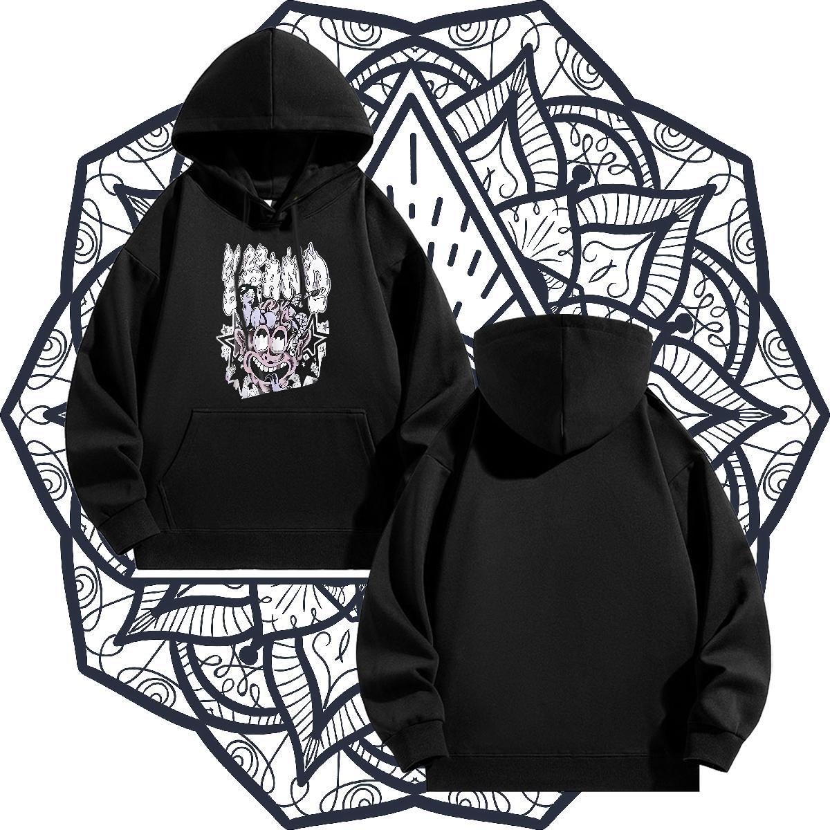 Classic Hooded Sweatshirt Drawstring Long Sleeve Comfortable Men Hoodie Hip Hop Clothings Anime Print Thick Fleece