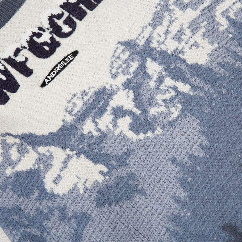 Men's Sweaters Vintage Snow Mountain Jacquard Knitted Sweater Mens Hip Hop Loose Pullover Knitwear Top 230831