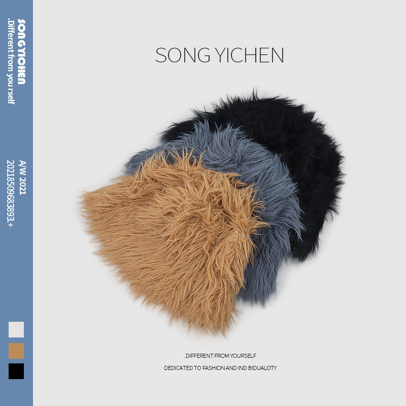 Wide Brim Hats Bucket Winter Long Rabbit Hair for Women Plain Face All match Warm Fisherman Cap Cute Japanese Furry Basin Hat 230831