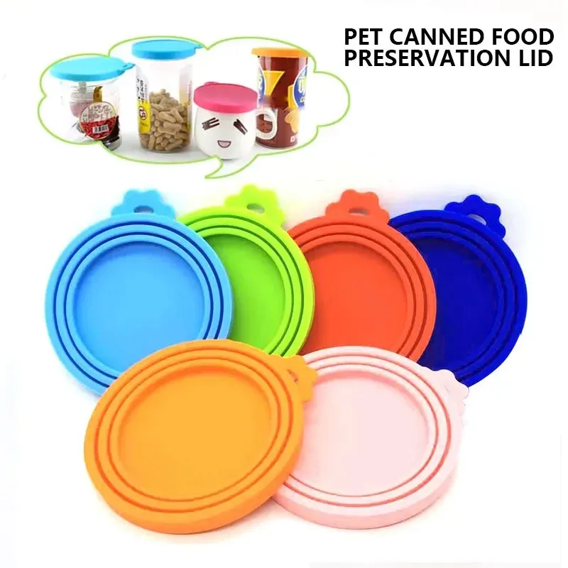 NEW Portable Silicone Cat Canned Lid 2-In-1Food Sealer Spoon Pet Food Cover Storage Fresh-Keeping Lids Bowl Dog Accessories