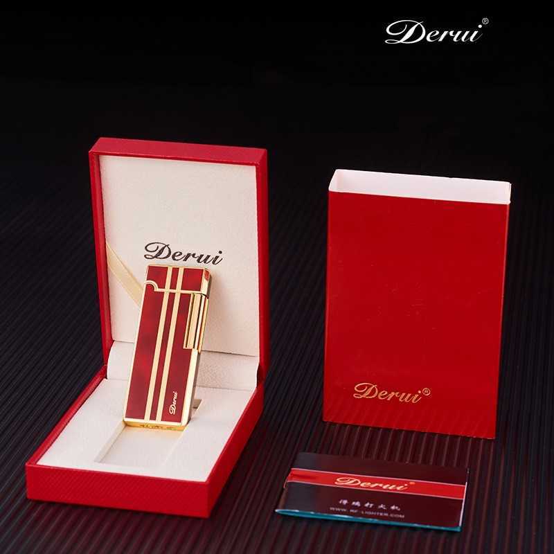 DERUI Ultra Thin Metal Butane No Gas Lighter Grinding Wheel Side Slip Ignition Mini Inflatable Portable Smoking Accessories Gadgets 73Z3 W260202