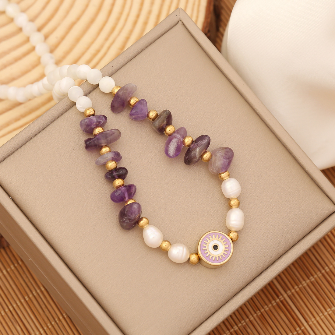 Pendant Necklaces Bohemian Natural Stone Pearl Beaded Necklace For Women Fashion Round Eyes Collar Chain Girl Handmade Jewelry Party Gift 230831