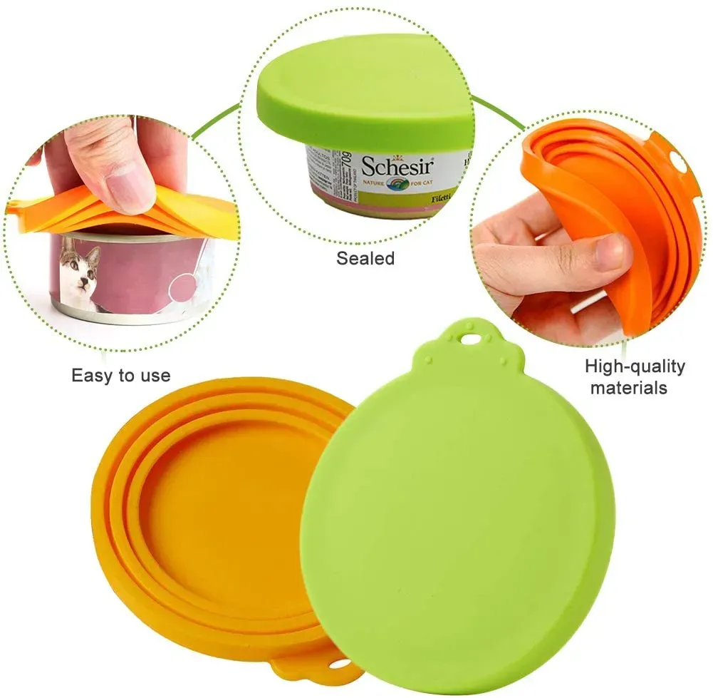 NEW Portable Silicone Cat Canned Lid 2-In-1Food Sealer Spoon Pet Food Cover Storage Fresh-Keeping Lids Bowl Dog Accessories