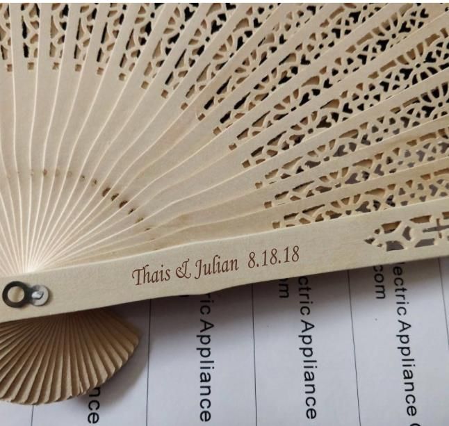 Custom logo wooden hand fans wedding fan favors with organza bag for party guests 200pcs lot ZZ