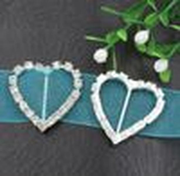 29mm Heart Rhinestone Buckles 17mm Bar 50pcslot Invitation Ribbon Slider Wedding Decorations Weddings Events6606788 ZZ