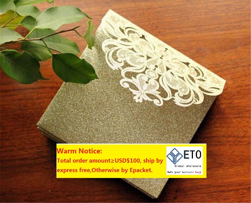 2021 Pearl Black And Glitter Silver Pocket Wedding Invitations Die Cut Laser Cut JacketsBelly bandRSVP card 20 Colors Available ZZ