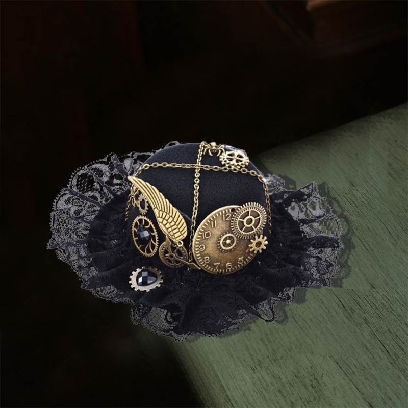 Wide Brim Hats Bucket Retro Mini Steampunk Top Hat with Gear Derby Bowler Lolita Fascinator Party for Women Female 230831