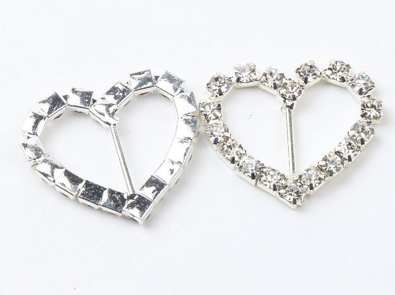 29mm Heart Rhinestone Buckles 17mm Bar 50pcslot Invitation Ribbon Slider Wedding Decorations Weddings Events6606788 ZZ
