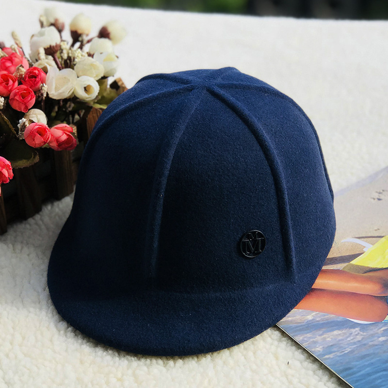 Wide Brim Hats Bucket style spring autumn season woollen baseball caps men women M letter Strip shape fashion sunblock visor hats Equestrian cap 23083