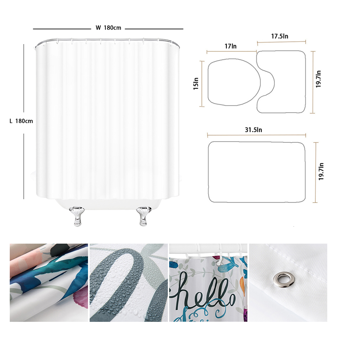 Shower Curtains Elegant Bouquet of Fantastic White Flowers 3D Style Shower Curtain Bathroom Curtain with Bath Rug Carpet Set Floral Home Decor 230831