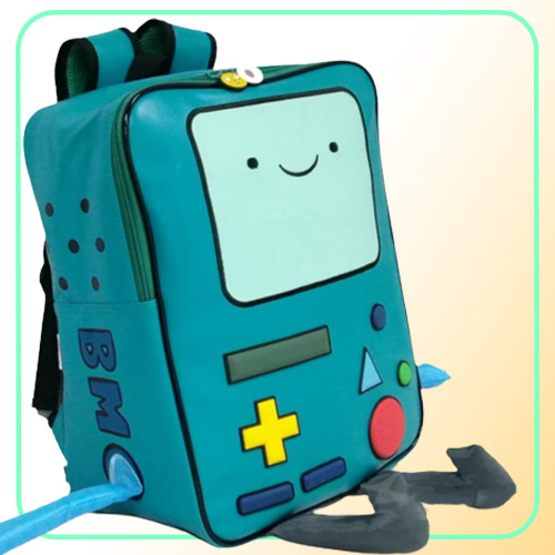 Adventure Time with Finn and Jake backpack CN BMO schoolbag Beemo Be more Cartoon Robot Highgrade PU Green