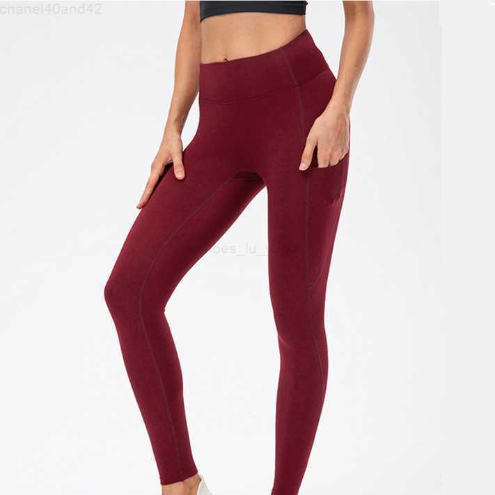 Yoga Suit Align Leggings Fleece High Waisted With Side Pocket Multiple For Running Cyclin Pants Autumn and Winter Sportswear gym set