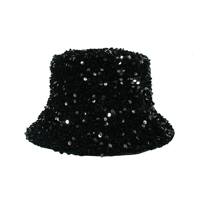 Wide Brim Hats Bucket Hats Man Woman Glitter Sequins Bucket Hat Fisherman Folded Windproof Panama Female 230831