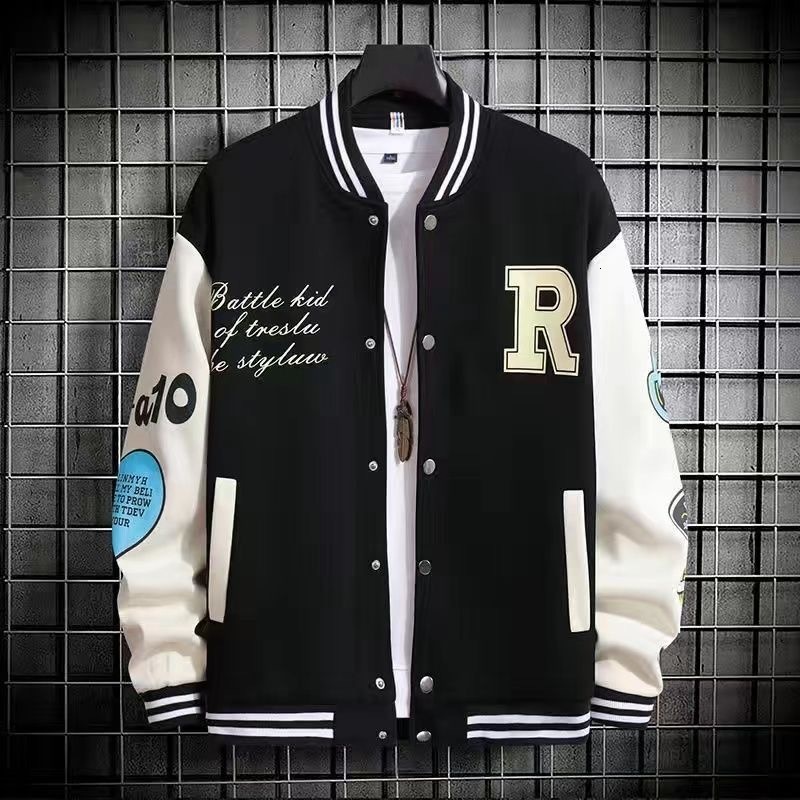Men's Jackets Big M Letter Print Hip Hop Patchwork Baseball Mens Bomber Men Spring Oversized Streetwear Coats 230831Z