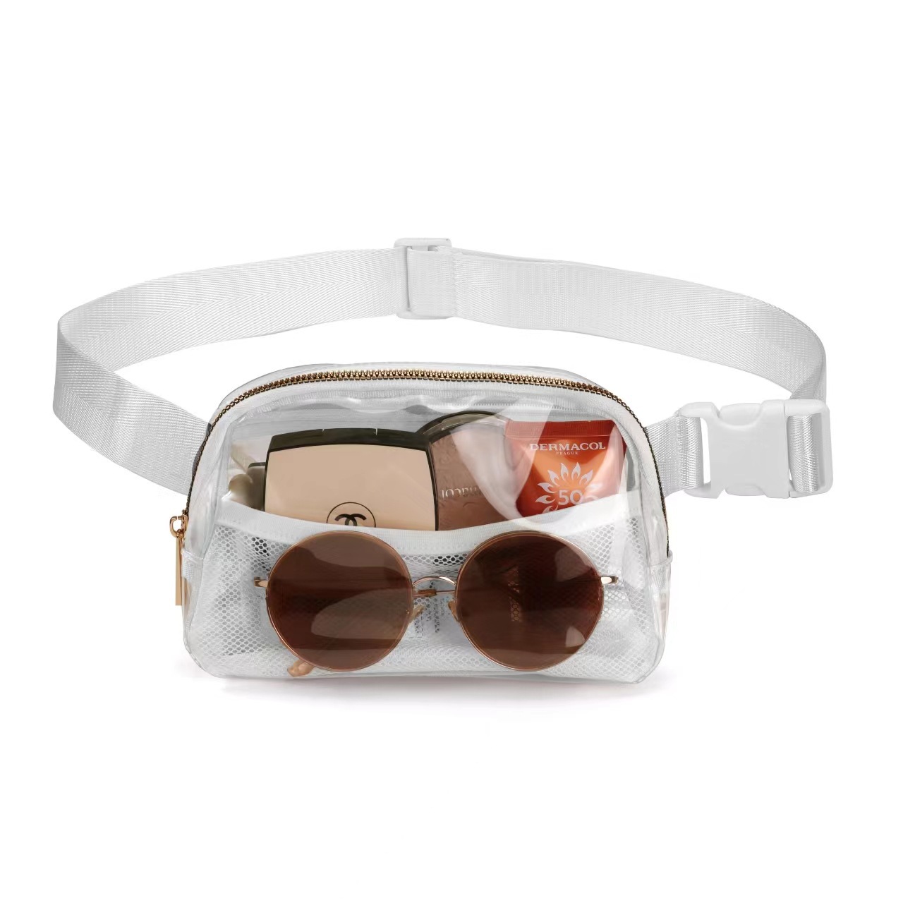 Fashionable Clear Fanny Pack Transparent Belt Bags Waist Pack Waterproof Clear Waist Bag for Sports Carry Any PhoneWallet Clear Belt Bag no logo
