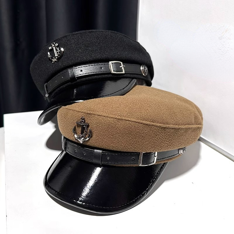 Ball Caps 2023 woolen leather belt navy hat fashion age reduction eave warm duck cap sboy woman 230831
