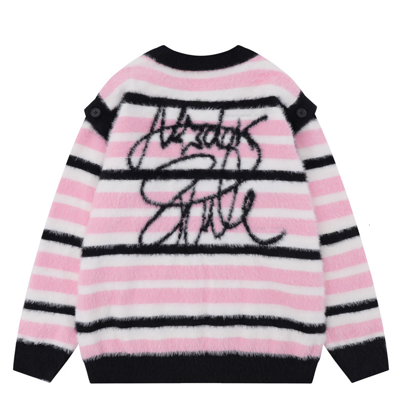 Men's Sweaters Harajuku Star Detachable Sleeve Sweater Men Autumn Streetwear Hip Hop Knitted Fluffy Fuzzy Stripe Jumper Pullover Casual 230831