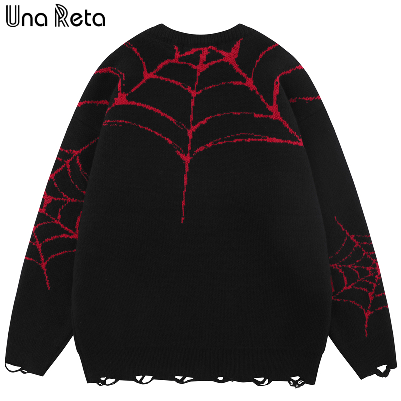 Men's Sweaters Una Reta Holes Sweater Men Pullovers Autumn Winter Harajuku Casual Hip Hop Jacquard Printing Knitwears Tops Unisex 230831