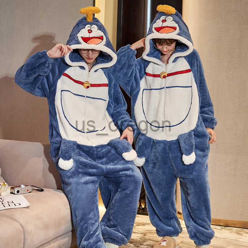 home clothing Kigurumis Kangaroo Winter Sleepwear Women Men Pajama Onesie Thicken Couples Pijamas Cartoon Night Wears For Women Homewear x0902
