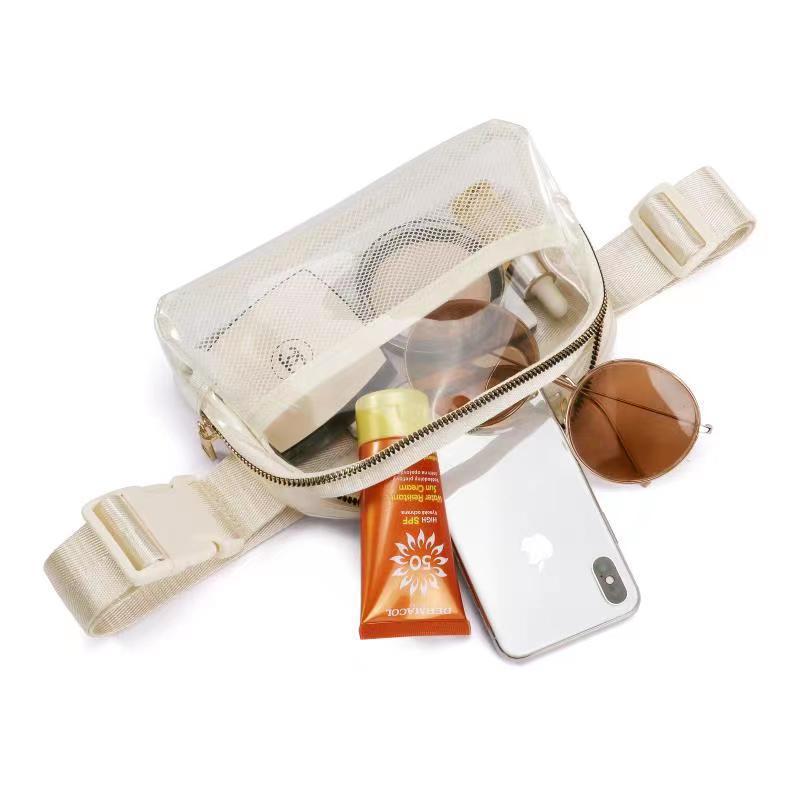 Fashionable Clear Fanny Pack Transparent Belt Bags Waist Pack Waterproof Clear Waist Bag for Sports Carry Any PhoneWallet Clear Belt Bag no logo