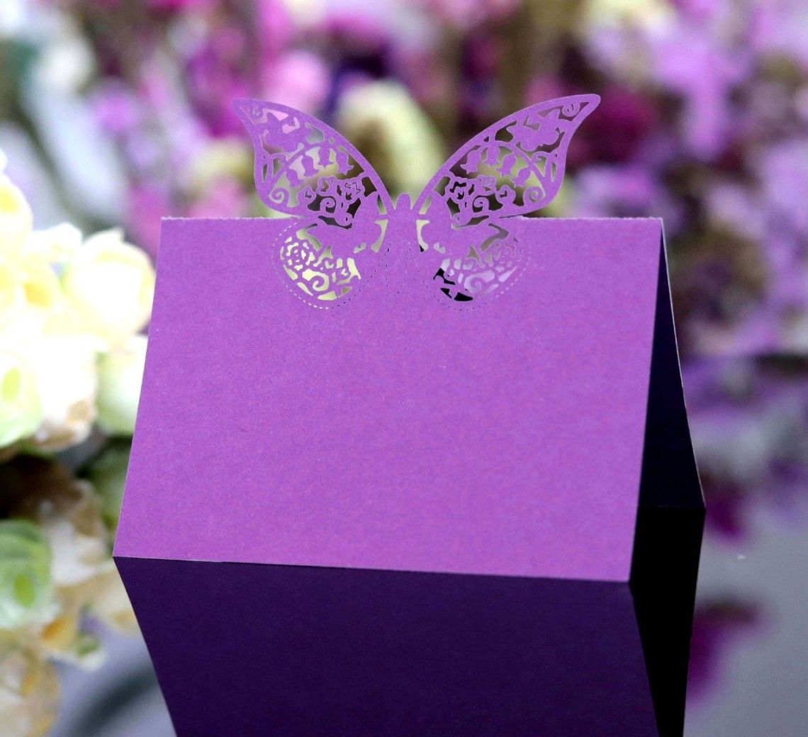 Wedding Invitations 50pcslot Laser Cut Butterfly Table Name Cards Place Cards Guest Names Mark Party Decoration Favors ZZ