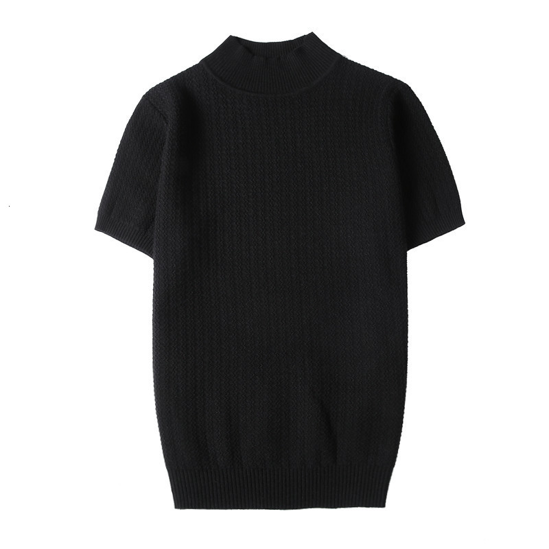 Men's Sweaters Autumn Short Sleeve Knitted Sweater Men Tops Clothing 2023 All Match Slim Fit Stretch Turtleneck Casual Pull Homme Pullovers 23083